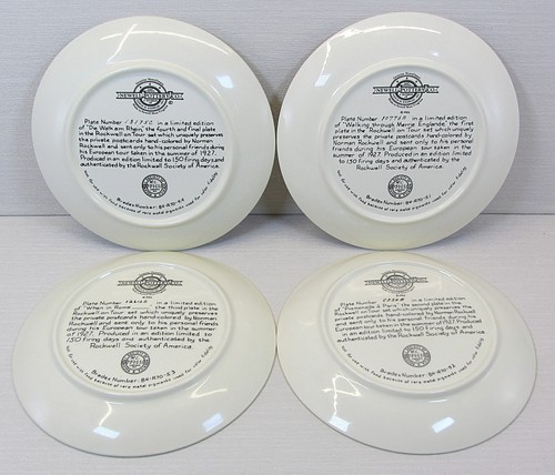 Norman Rockwell Set of 4 on Tour Plates 1982 Newell Pottery Limited Numbered - Picture 5 of 7