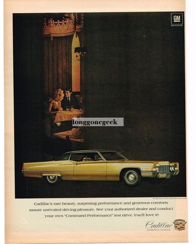 1969 Cadillac Coupe DeVille Gold Automobile Car Vintage Ad