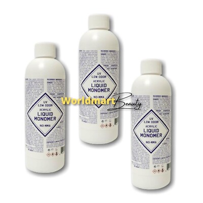 3x Monomer Liquid EMA Professional Acrylic Powder Non-Yellow Low-Odor 8oz