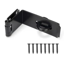 Door Hasp Latch 90 Degree, 7-3/4" Extra Thick Heavy Duty Bendable, Black 