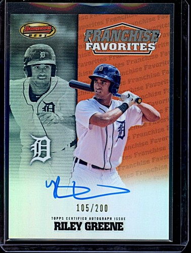 2020 Bowmans Best #FFARG Riley Greene Franchise Favorites Autograph #105/200