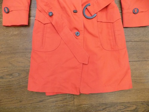 Vtg FAB Orange Reversible Gingham Trench Jacket Pea Coat Wear In Good Health M - Picture 4 of 15