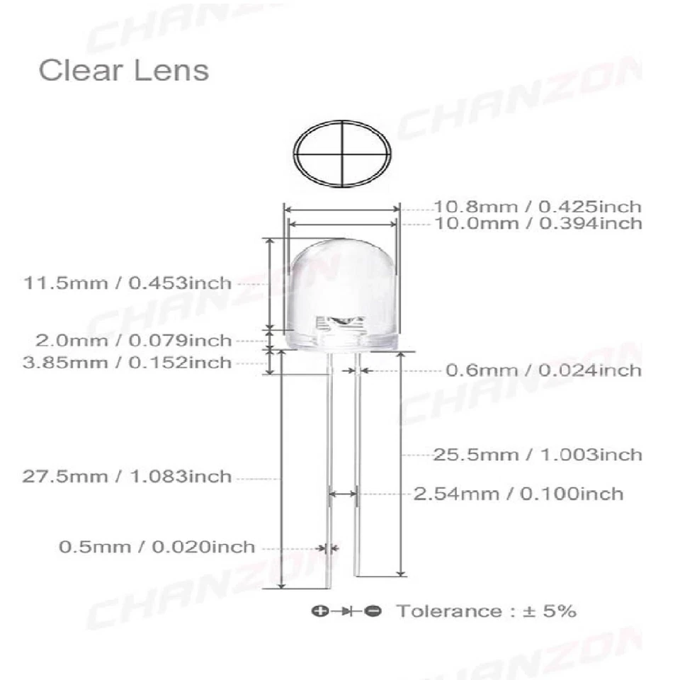 5 diodi led BIANCO CALDO alta luminosità 10mm RESISTENZE in OMAGGIO - Immagine 2 di 2