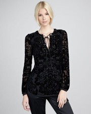 Tory Burch $475 Auden Tie-Neck Tunic with Crystals, 8