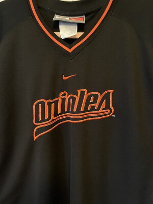 Vintage Nike Baltimore Orioles Black Orange Authentic Pullover