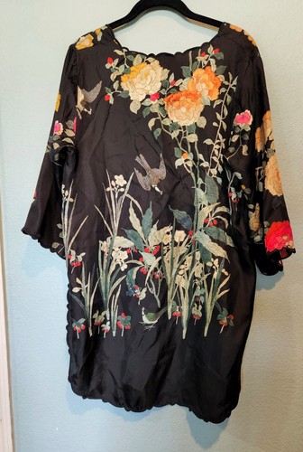 Johnny Was Charlotte Rose Multi Floral Bird Print Blouse Tunic Petite Medium PM - Picture 7 of 9