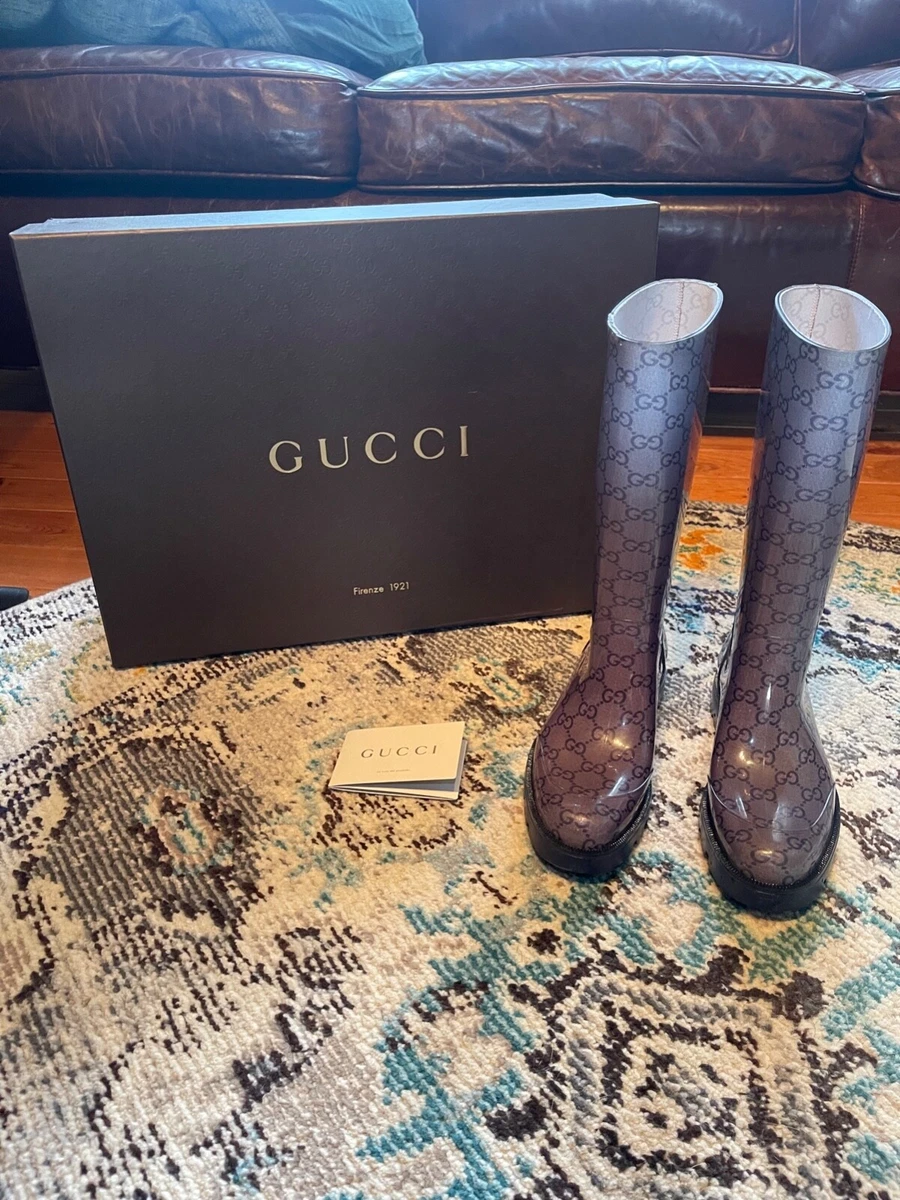 Gucci Guccissima GG Rain Boots Blue Size 36