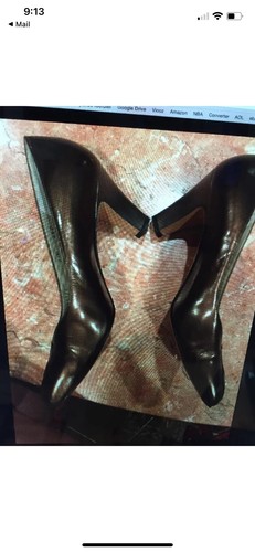 Women's Copper And Brown Closed Toe SALVATORE FERRAGAMO LOW HEEL PUMPS SIZE 9.5 - Picture 7 of 10