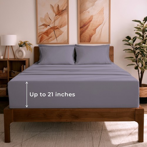 Mellanni 6-Piece Sheet Set Microfiber Extra Deep Pocket up to 21" Mattress - Picture 77 of 146