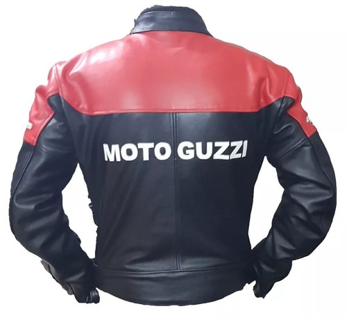 Moto Guzzi Racing Motorbike Leather Jacket Cow hide/5 Protection Armour inside - Picture 2 of 7