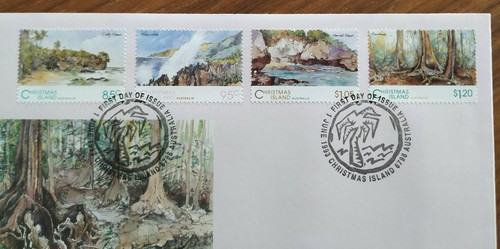 1993 Christmas Island Scenic Views Rain-Forest Tree-Roots Seaside 4v Stamps FDC - Picture 2 of 3