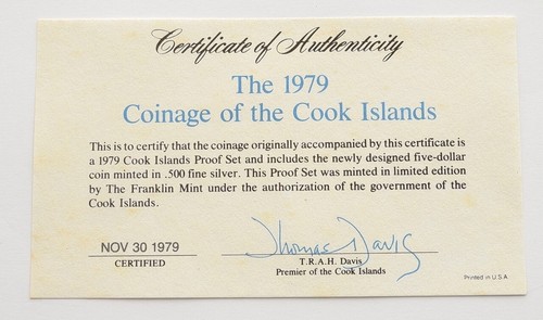 COOK ISLANDS 1979 SILVER 8 COINS PROOF SET FRANKLIN MINT ORIGINAL BOX + COA - Picture 9 of 9