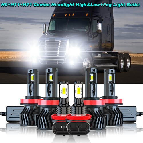 fits Freightliner Cascadia Truck 2008-2021 LED Headlight High+Low Fog Light Bulb