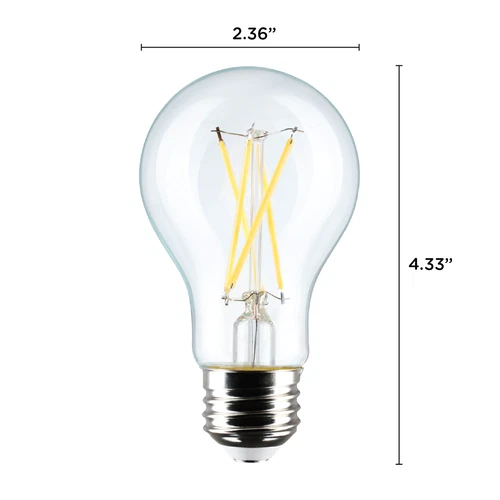 4 Pack Satco S12465 LED Filament 8W 60W A19 Medium E26 Clear 5000K Natural Light - Picture 2 of 12