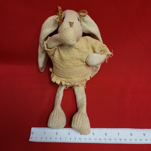 Vintage Bunny Long Eared Rabbit Sock Shelf Sitter Plush Decor - Picture 9 of 10