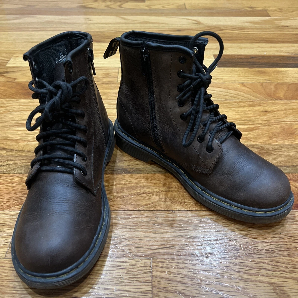 Kids brown doc hot sale martens