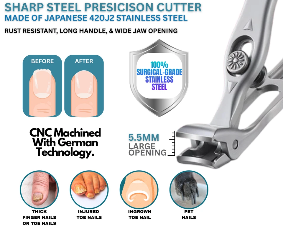Cortaúñas profesional con cabeza en ángulo grande para uñas gruesas de alta resistencia Foto 2 de 4