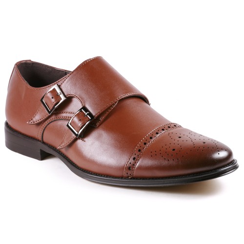 Metrocharm MC300 para hombre punta gorra doble correa de monje zapatos de vestir clásicos - Imagen 7 de 9