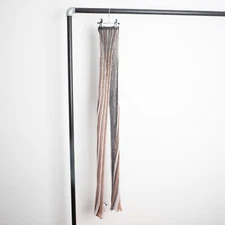 MISSONI Striped Beige Gray Viscose Blend Shimmer Long Stretch Scarf 84cm x 14cm