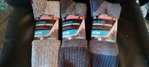 Men's Dickies Steel Toe Crew Performance Thermal Sock Heavyweight Cotton 3 Pair - Picture 2 of 27