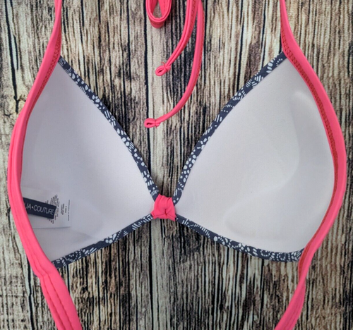 NWT Aqua Couture Bikini Swimsuit Top Womans 8 Gray Coral Paisley Padded Floral - Picture 6 of 12