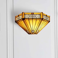 Tiffany Beautiful Antique Style Wall Lamp hexagon Design Wall Sconce Light UK