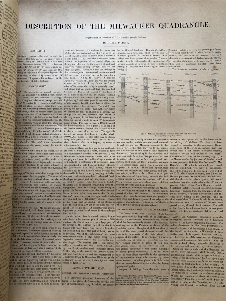 Антикварные карты-книжки США 1906 г. Геологический атлас Милуоки Висконсин - Изображение 2 из 4