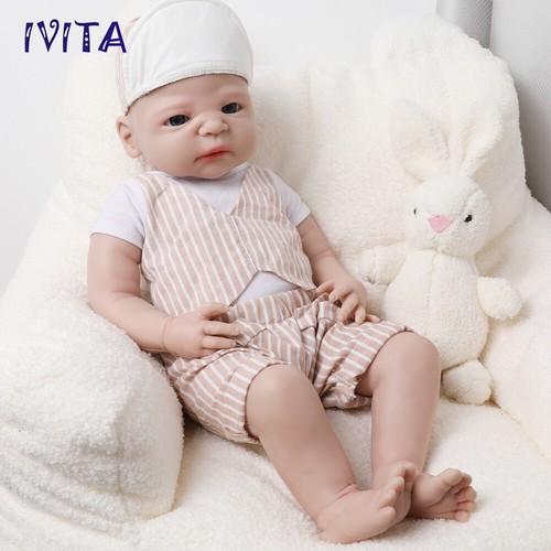 IVITA 21inch Full Body Silicone Reborn Baby BOY Weighted Lifelike Silicone Doll - Picture 9 of 12