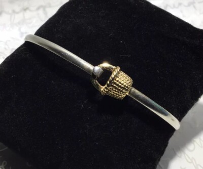 Hogan & Bolas 925 Sterling Gold F Nantucket Korb Haken Armreif 6,5'' innen 7,2 g