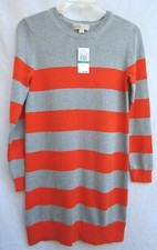 MICHAEL KORSS..ORANGE & GRAY..STRIPED..SWEATER..DRESS..NEW $134..sz L