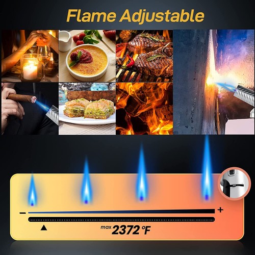 Refillable Kitchen Torch Lighter Blow Torch Safety Lock Rotating Angles Flame - Picture 5 of 6
