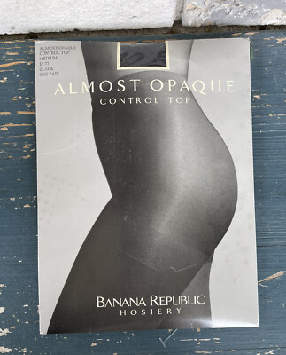 Banana Republic sz Medium Control Top Pantyhose Almost Opaque Black New