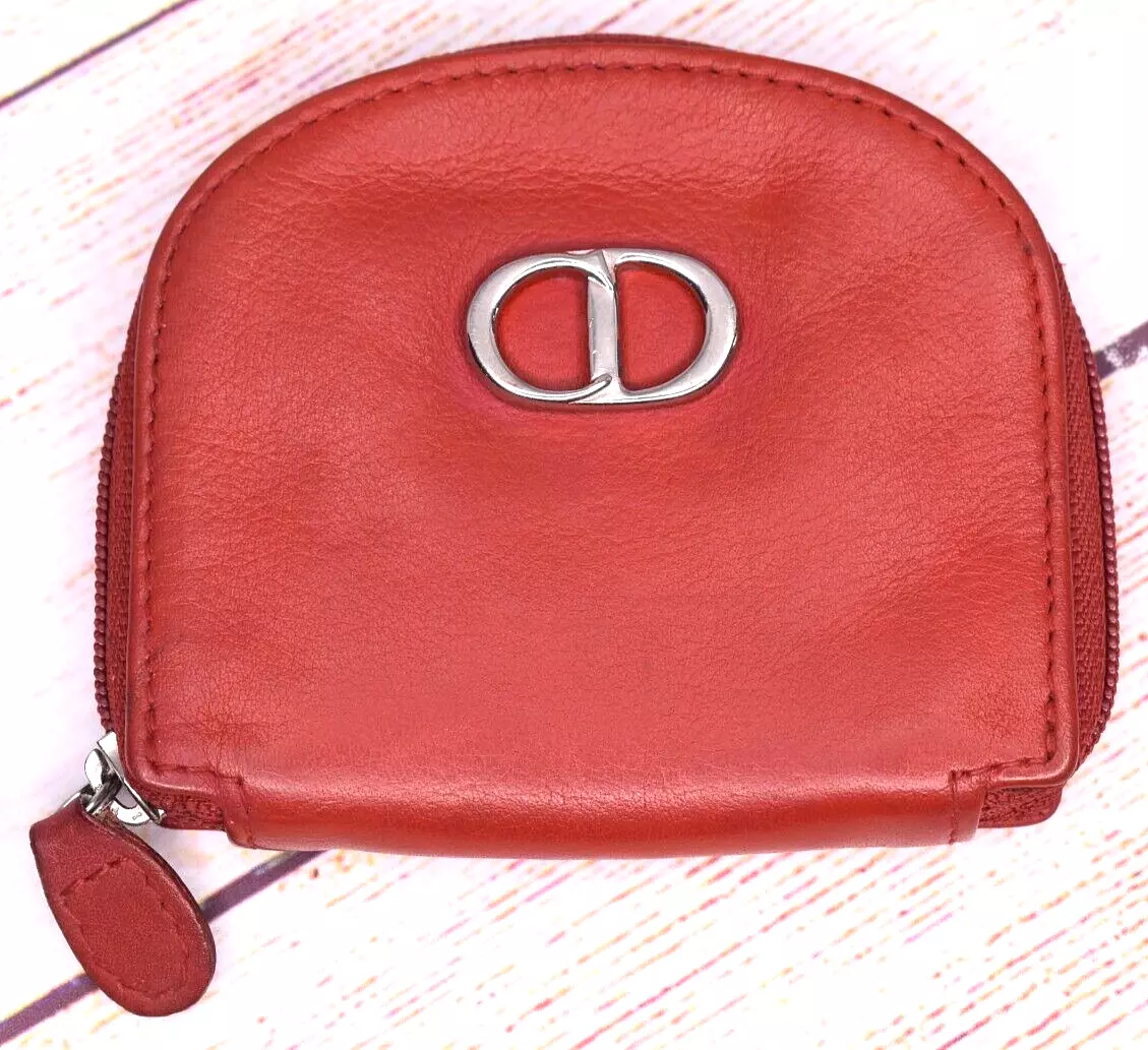 Portefeuille étui à pièces CD Christian Dior cuir rouge