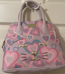 LUV BETSEY JOHNSON LT PURPLE PASTELS CROSS BODY CAT PURSE HEARTS!!