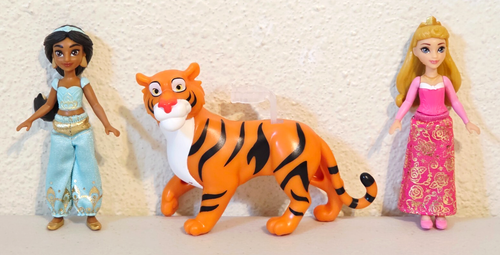 Disney Principesse GELSOMINO, RAJAH e AURORA BELLEZZA ADDORMENTATA Mini Bambole 3,5"