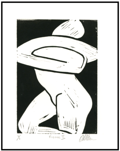 Männlicher Akt Figur Model ORIGINAL Modernist MCM Style LINOCUT signiert