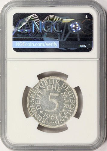 1961-F Germany Silver 5 Mark NGC MS62 - Picture 2 of 4