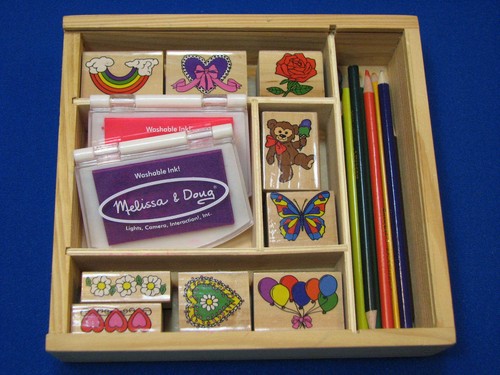 9 Melissa Doug Rubber Friendship Stamp Kit Set Lot Heart Rainbow Rose Balloons +