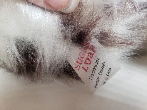 PAGNOTTA DA ZUCCHERO Gatto Peluche Gattino Imbottito Animale 1994 12 Pollici Grigio Bianco Vintage - Foto 5 di 7