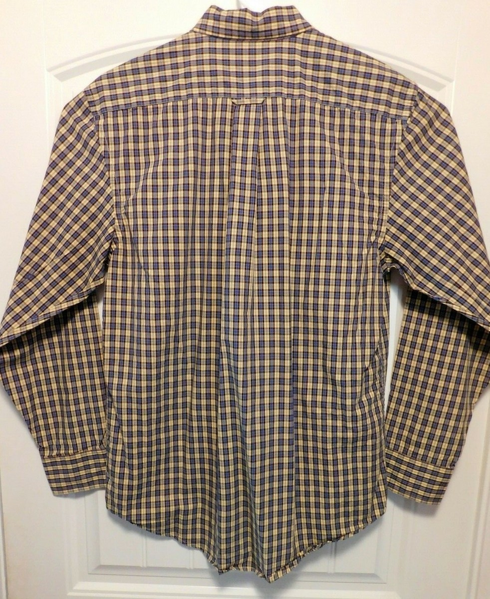 IZOD Mens Long Sleeve Button Up Size M Blue/Yello Plaid