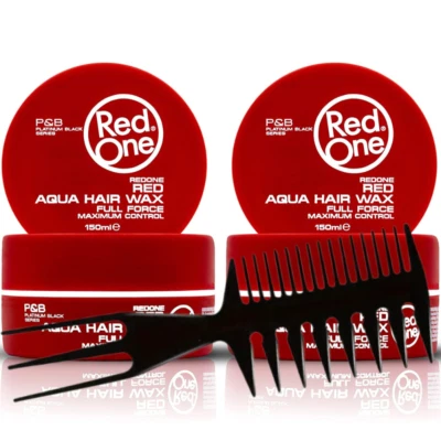 2x RedOne Haarwachs Aqua Wax Red 150ml & Kombi Styling Kamm 3-in-1