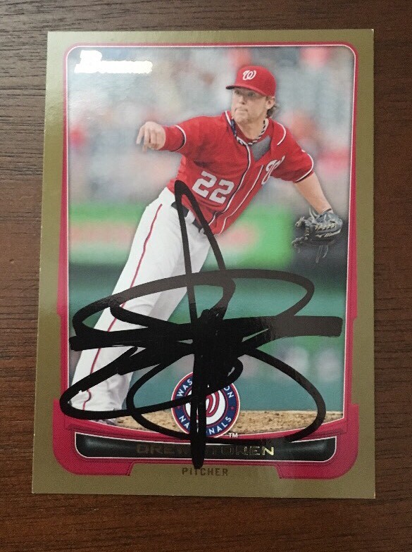 DREW STOREN 2012 BOWMAN AUTOGRAPHED SIGNED AUTO BASEBALL CARD 78 NATIONALS
