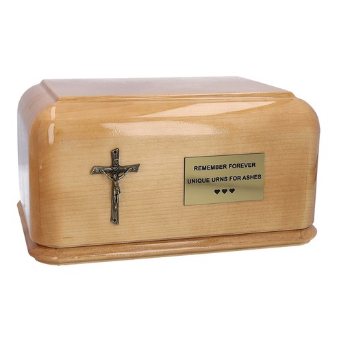 Große traditionelle Feuerbestattung Urne aus Holz, personalisierte Urne für Asche - Handarbeit - Bild 1 von 6