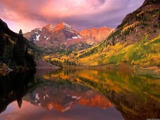 Landscape nature maroon bells lake mountains fall Custom Gaming Mat Desk