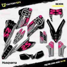 Gray & Pink Slick Racing Graphics Kit fits Husqvarna 14-16 TE FE 250 450 TE250