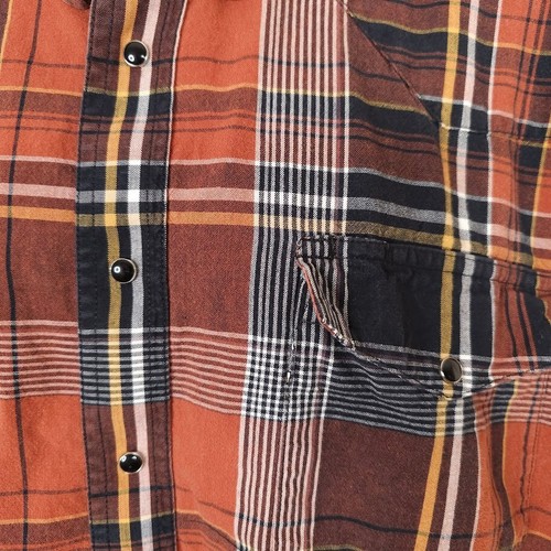 Vintage Wrangler Plaid Western Shirt Mens Size 2XL Orange Pearl Snap Buttons - Picture 3 of 6