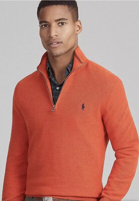 Polo Ralph Lauren Mesh-Knit Cotton Quarter-Zip Sweater Pullover