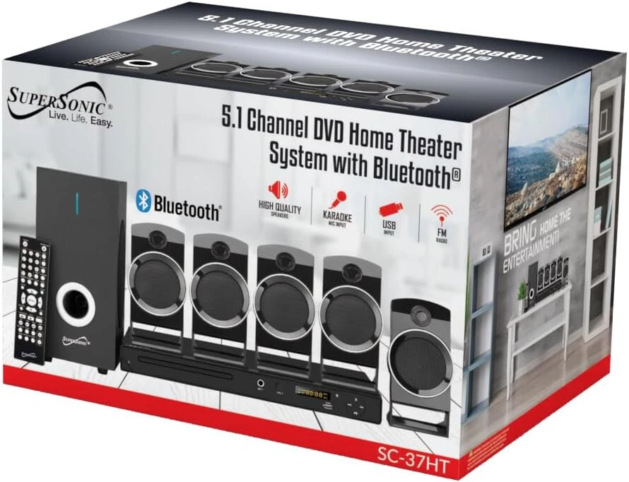 Supersonic SC-37HT 5.1 Channel Multi-Zone DVD Home Theater System Brand New SEAL - Image 2 of 4