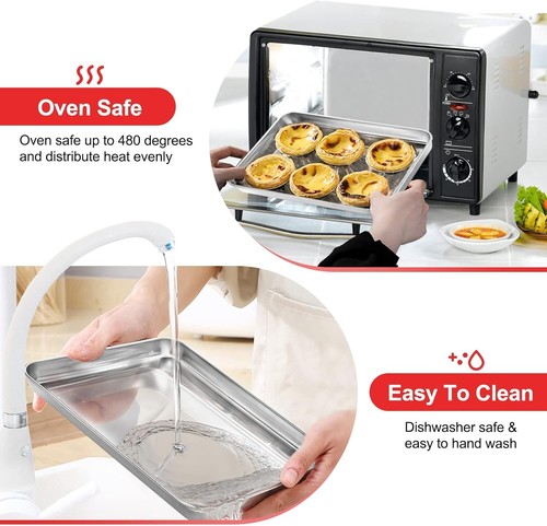 Sheet Pan, Stainless Steel Baking Sheet Toaster Oven Tray Cookie Sheet S - Picture 3 of 7