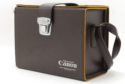 [ NEAR MINT ] Canon Genuine Vintage Brown Leather camera Bag Hard Case Box JAPAN
